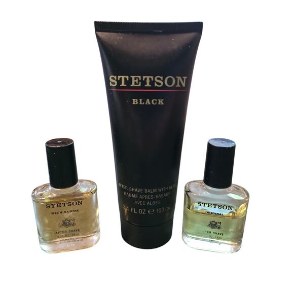 3 pc Stetson Shave 3.4 oz After Shave Balm with Aloe & two .5 travel after shave - Picture 1 of 2